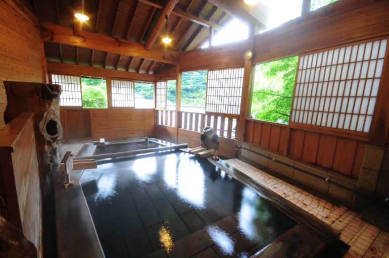 Tachiyu (standing bath) for the guests only